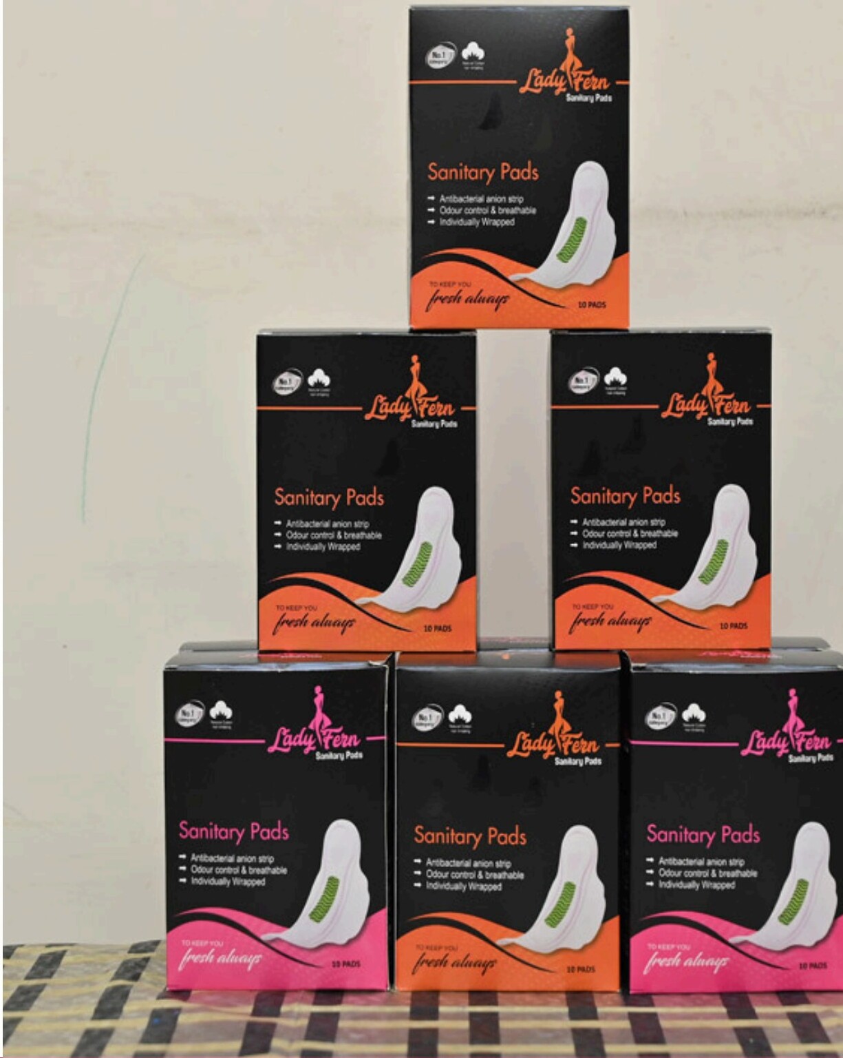 Lady Fern orange box close-up