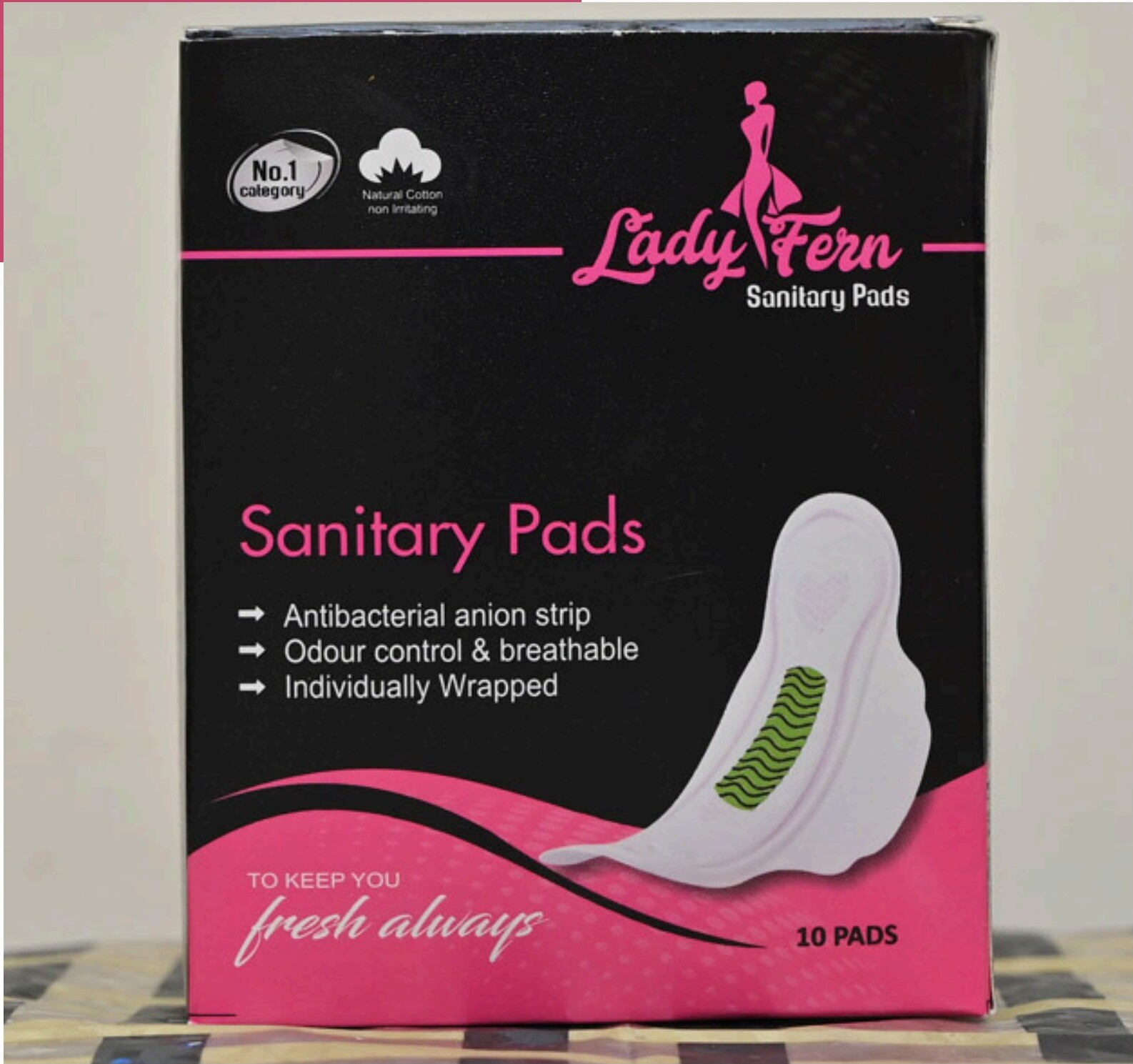 Lady Fern pink box close-up